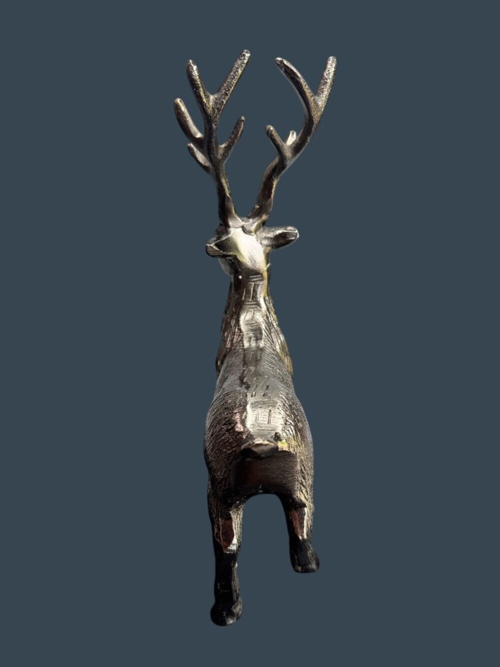 Vintage Silver Metal Deer Figurine Stag Buck Statue Rustic Lodge Woodland Decor - Picture 7 of 8